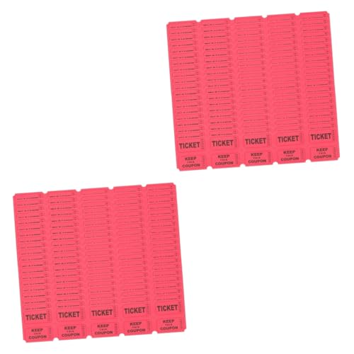 WOFASHPURET 2 Juegos Billetes De Lotería Billetes De Rifa Tickets Numerados Papeletas Para Rifas Bingo De Juguete Billete Falso Vip Entradas Para Eventos Boletos Para La Rifa Rojo 100 Uds * 2