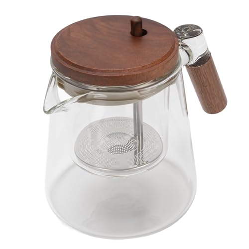Sorandy Tetera de Vidrio con Filtro, a Prueba de Calor de 750 Ml y Olla de té a Prueba de Latir, Infusor de Acero Inoxidable 304 Extraíble, de Madera, Tapa Segura, Ideal para el Hogar y la Oficina