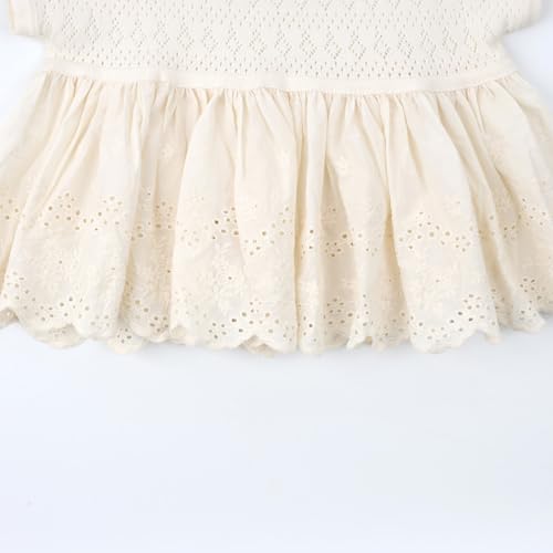 HOOLCHEAN Baby Toddler Girl Knit Tunic Top Dress-Style Cotton Shirt with Ruffle Collar and Embroidered Hem4