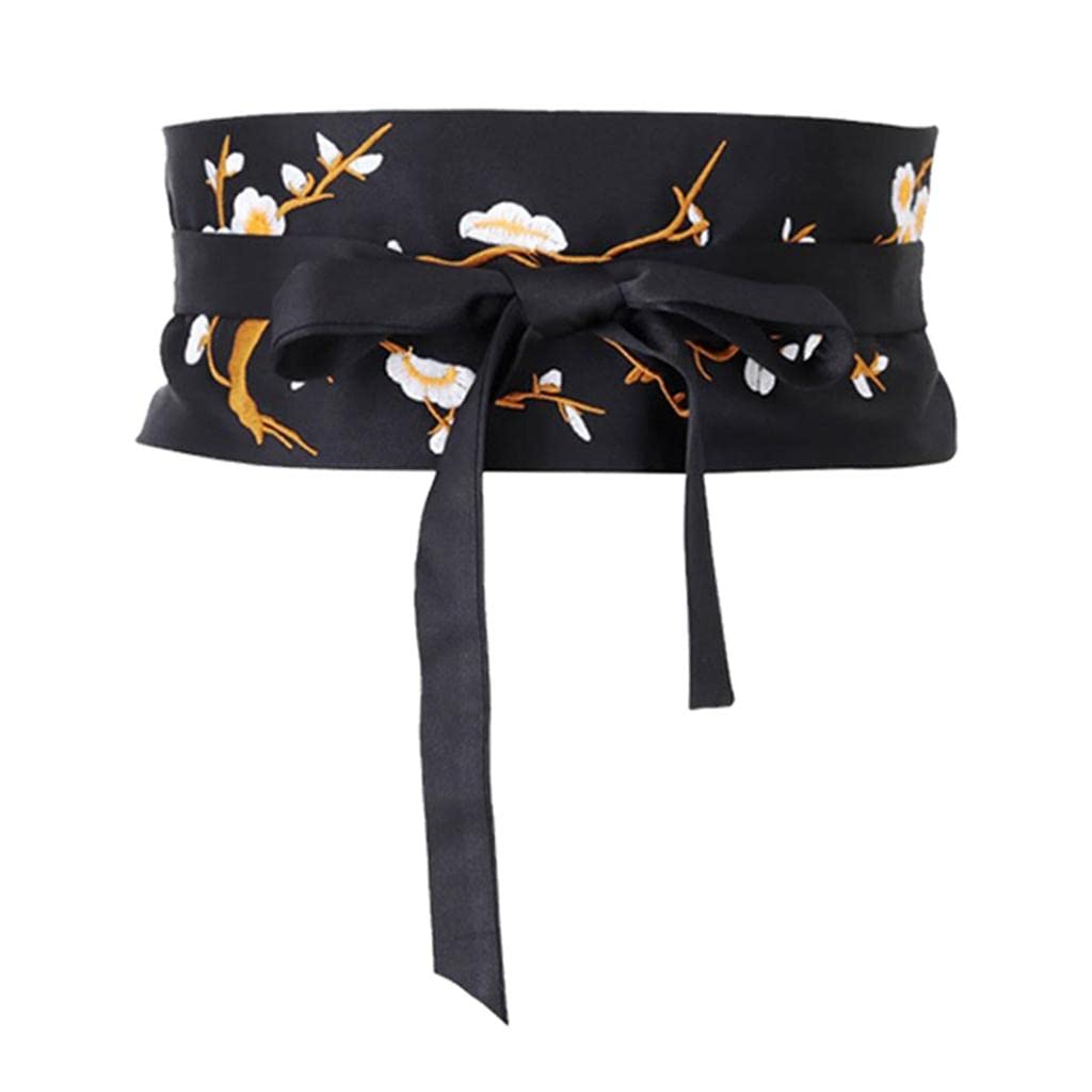 ATORSE™ Vintage Style Embroidered Waistband OBI Belt Corset Belt for Dress Black-image-37