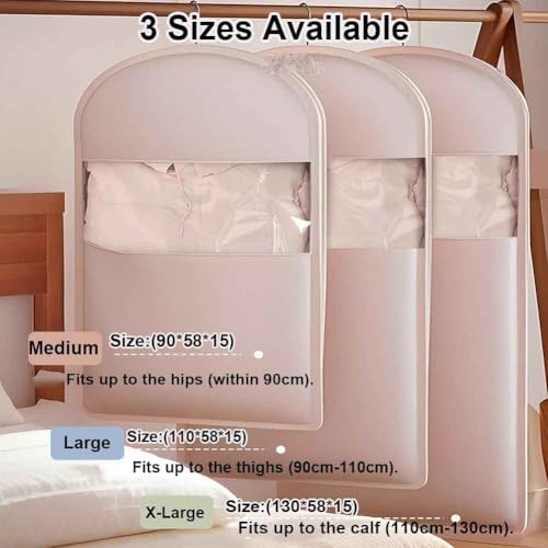 Space Saving Hanging Garment Bag with Self Compression Zipper,Space Saver Closet Organizers,Dust Cover Clothes Bags for Down Coat (B,M)2
