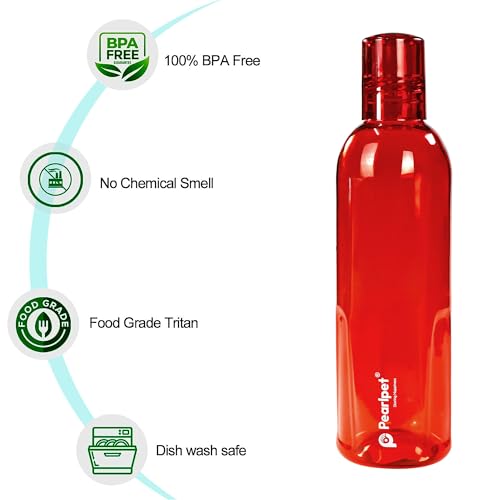 Image of PEARLPET Trion- BPA-free Plastic Water Bottle Set of 6 Pcs, Each 500ml, Assorted Multicolor