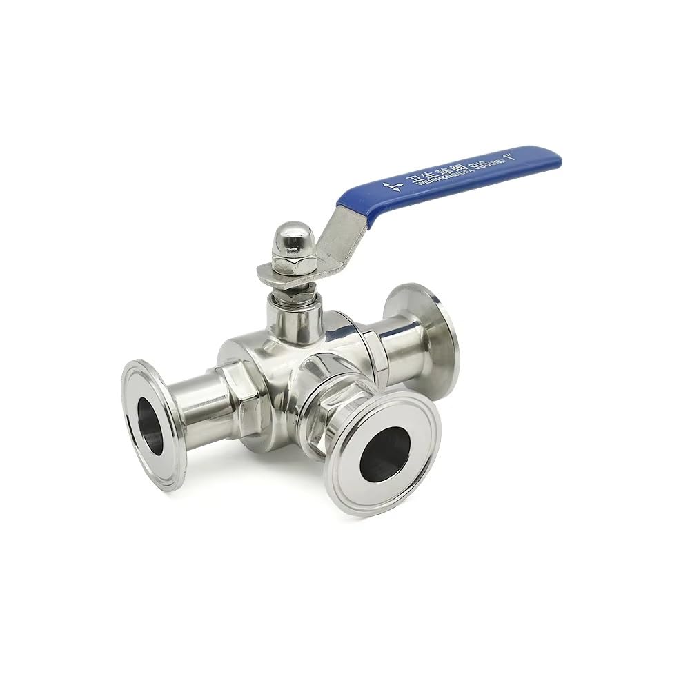 3-Drogowy Sanitarny Zawór Kulowy, Stal Nierdzewna SS316, Obsługa Ręczna Typu T/L, Tuleja Tri Clamp 50,5/64/77,5/91/119mm, 1 Sztuka(L type,76mm x Ferrule 91)