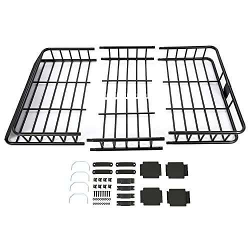 67" Universal Black Roof Rack Cargo With Extension Car Top Luggage Holder Carrier Basket Travel Suv #TOP4