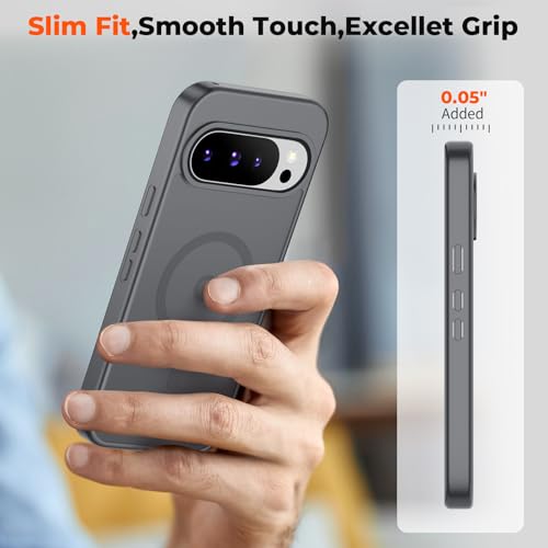 Image of SUPFINE Magnetic for Google Pixel 10 Pro Case /Pixel 10 Case with Screen Protector, (Built-in Magnets) ((Military Grade Drop Protection) Slim Translucent Shockproof Phone Case,Titanium Gray