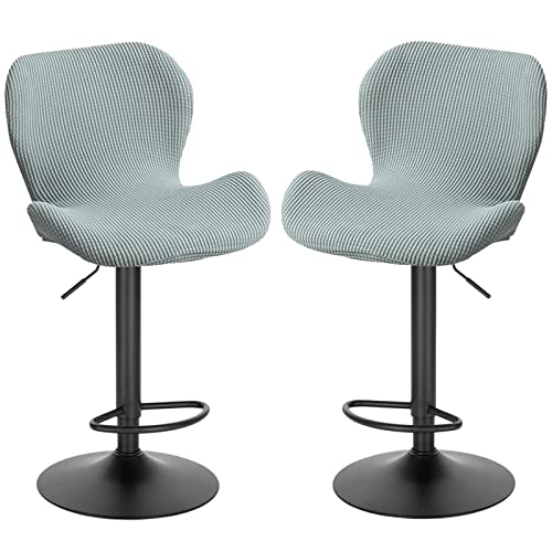 Xgangm Stretch Bar Stool Chair Covers Set Of 6/4/2 Low Back Swivel Kitchen Pub Shell Chair Slipcovers Chair Protector Covers For Curved Bar Office Breakfast Dining Chair,Light Grey,2Pcs #TOP7
