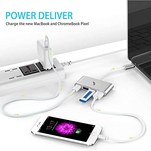 Image of Vaku Luxos USB Type C Hub QUARDO 4IN1 multiport USB 3.0 High-Speed Adapter connector (5GBPS) data transfer Converter Extension Compatible with Macbook Air Pro, Laptop & Other Type C Devices