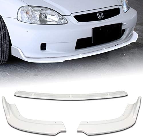 3PCS Front Bumper Lip Kit fit for compatible with 1996-1998 Honda Civic, CS-Style Splitter Trim Protection Spoiler, Air-Dam-Chin-Diffuser (Painted White)