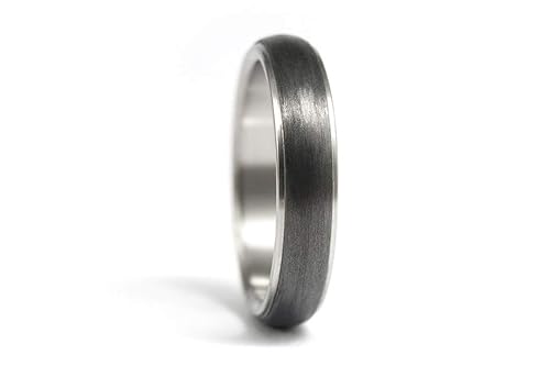 Miniatura 2 de Women's titanium and carbon fiber ring. Unique wedding band. Water resistant, very durable and hypoallergenic. (00305_4N)