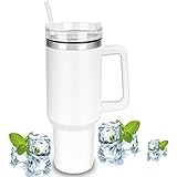 AVCXEC Kaffeebecher to go, 1200ml Thermobecher, Vakuum Isolierbecher Becher, Doppelwandig Becher Tumbler, Autobecher Reisebecher Kaffee to go, Isolierter Thermo Trinkbecher Edelstahl mit Griff, Deckel