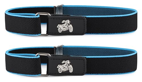 Ladeheid Jungen Gürtel Elastik-Gürtel 1-6 Jahre 34-65 cm P15S (Schwarz/Türkis/Motorrad)