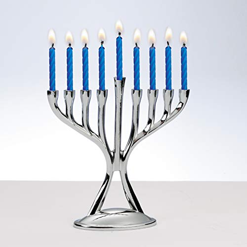 Rite Lite Modern Polished Silvertone Chanukah Menorah - Hanukkah Candles Menorah 4.5