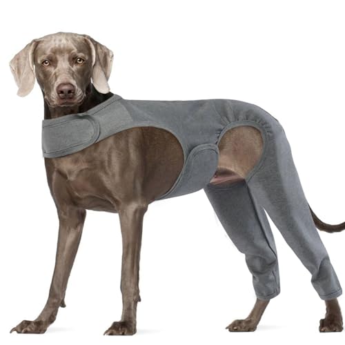 Image of ROZKITCH Dog Surgery Suit for Rear Right Left Leg, Pet Prevent Licking Wound Elbow Protector, Dog Leg Wound Protector for Sprain ACL CCL Arthritis Joint Care Grey 3XL