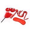Party Set Lederen Whip Feather Toy 5 Stuks Pluche Handboeien Shader Suits (rood)