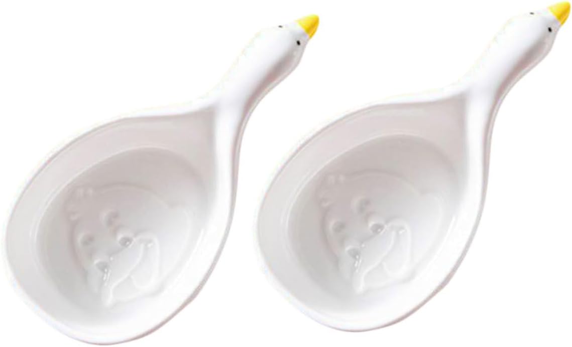 Cabilock 2pcs Ceramic Swan Dip Bowls for Sauce Vinegar Side Dishes