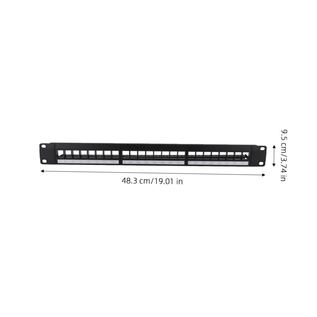 Patch Panel 19 Pollici 24 Porte in Metallo Nero per Rack | Compatibile Cat 3, Cat 5e, Cat 6, Cat 6a e Cat 7, Moduli 90°/180° e Connessione Diretta