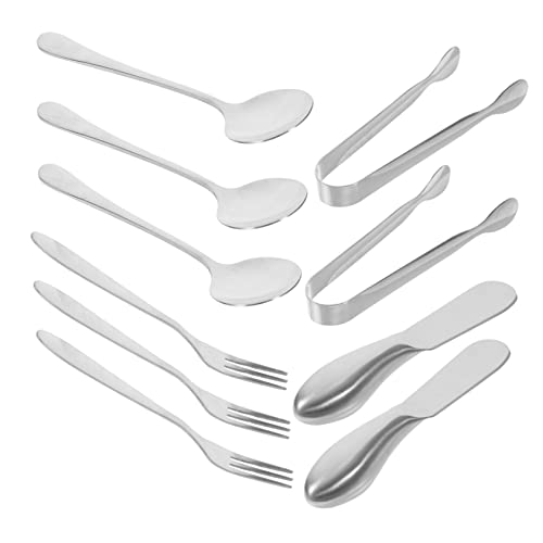 Alipis 14pc Heavy Duty Silverware Set Cheese Butter Spreader Fork Spoon Set Cheese Board Accessories Stainless Steel Kitchen Tools