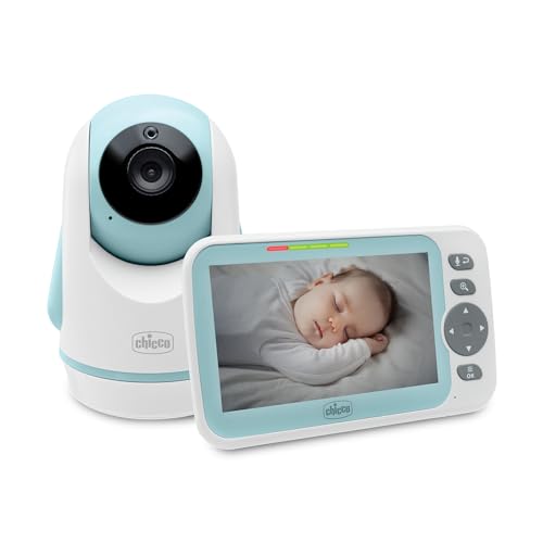 Chicco Baby Monitor Video Evolution, Telecamera Rotante per Neonati e Bambini con Schermo a Colori 5',Portata 220 m, Termometro, Suoni Bianchi, Microfono e Altoparlante, No WIFI Rete Protetta e Sicura