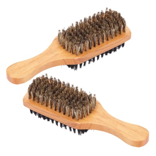 Healeved Beard Styling Brush for Men 2pc Dual-sided Soft Boar Bristle Brush for Travel and Daily Grooming