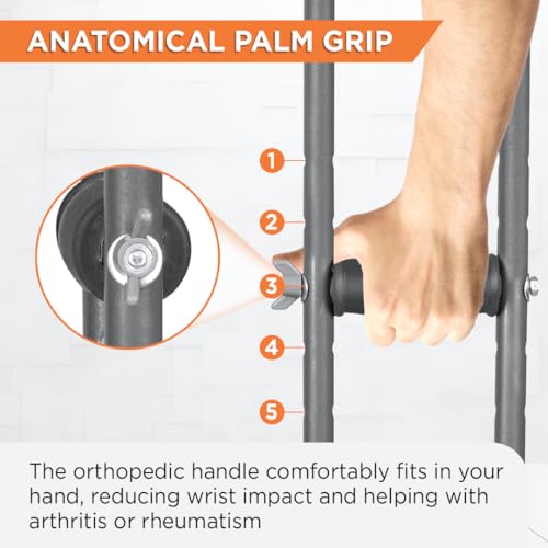 Vissco Astra Under Arm Crutches Aluminium, Crutches for those Physically Chalenged With Adjustable Elbow Support, PVC grip Handle, Light Weight & Height Adjustable, Walking Stick (1 Pair) - XL (Grey) - Image 5