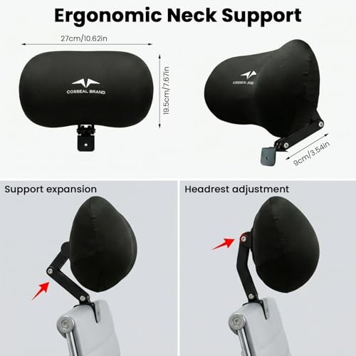 Image of Ergonomic Adjustable Headrest Pillow for Office & Standard Chairs Memory Foam Neck Support Cushion, 3D Mesh Breathable Design, Tilt & Height Adjustable for Comfortable Posture and Pain Relief