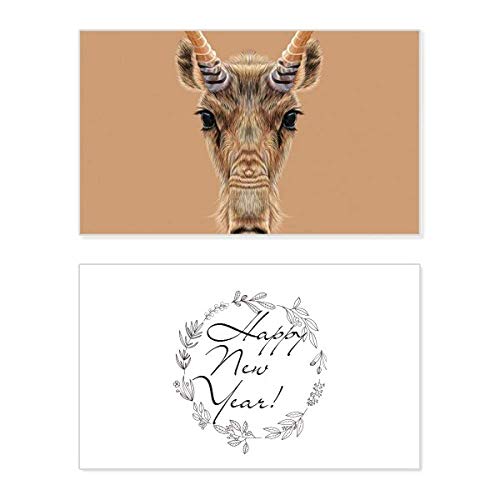 Tarjeta de Año Nuevo con antílope saiga: decore sus regalos con arte salvaje