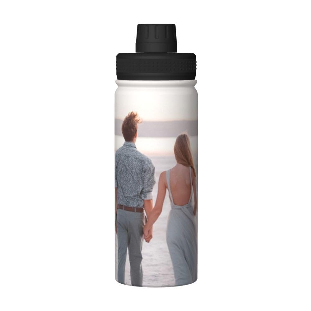 Personalized Water Bottle with Name Text- 511ml Custom Stainless Steel Water Bottle with Face Photo Text Customized Double Wall Insulated Water Bottle Gift for Women Men (Photo Custom-2)