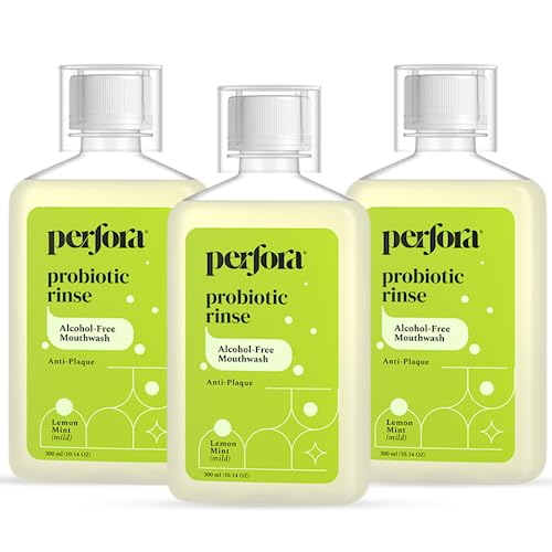 Image of Perfora Lemon Mint Mouthwash, 300ml X 3 | Alcohol-Free Mouth Wash Liquid With Probiotics, Hyaluronic Acid, & Vitamin C | Freshens Breath & Removes Germs | No Artificial Flavor |Mouthwash For Oral Care
