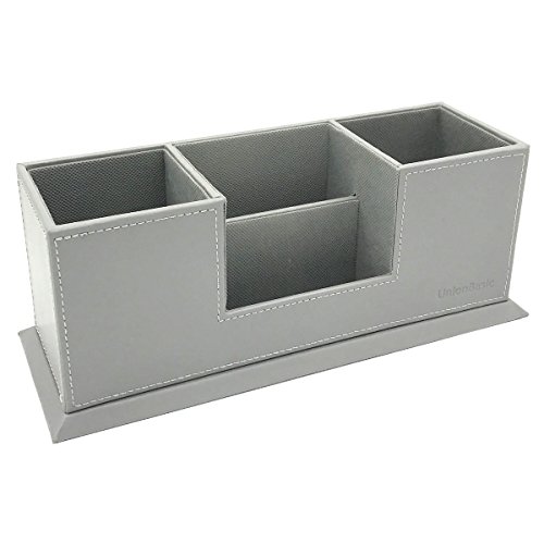 Unionbasic Desk Organizer, Desktop Caddy Leather Multi-Compartment Pen Holder Office Stationer Organizer, Gray #TOP3