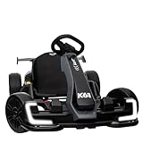 KerryYoo K61 Go Kart Electric Drift Kart with Length Adjustable Seat, 24V Outdoor Ride on Toy with 4 Speed Mode, Crazy Cart for Kids 6-12 Years Old, Fast 300W Motor, 8.5 MPH, Bluetooth - Gray