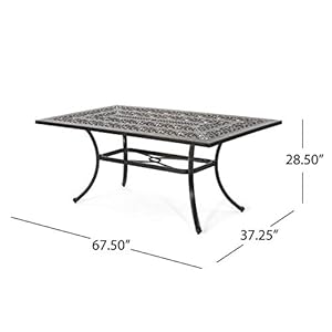 Christopher Knight Home Jamie Outdoor Rectangular Cast Aluminum Dining Table, Shiny Copper Christopher Knight Home Jamie Outdoor Rectangular Cast Aluminum Dining Table Shiny Copper