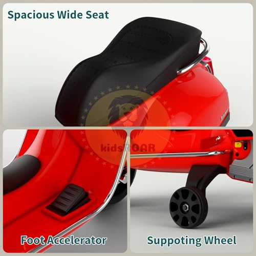 Image of KidsROAR 12V Electric Bike for Kids with Remote Control, Battery Operated Scooter Bike for Boys & Girls, Wide Seat, Music & Lights, Safe Ride-On for 2-6 Years, Manual & Remote Control (Red)