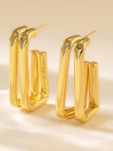Image of Bohey by KARATCART Gold-Toned Classic Half Hoop Earrings for Women