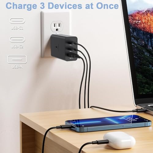 Image of Fast Charging 65W: 3 Port Charger for Samsung Galaxy S23U,S22U, FOLD 5-4-3-2-1, NOTE20U-20, & S-F-N Series - High-Speed, Fast, and Efficient (Adapter)