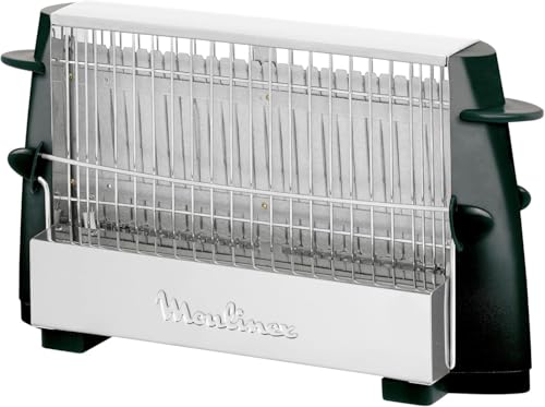 Moulinex Multipan- Tostador clásico de 760 W para todo tipo de pan, hasta 4 rebanadas, empuñadoras laterales frías, pequeño, fácil de transportar y de usar, Color Negro, A15453