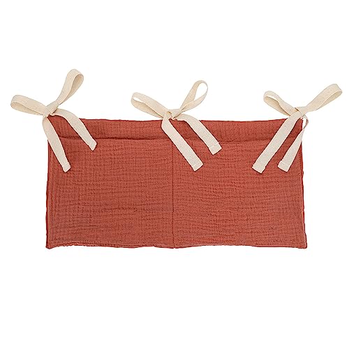 Ykybhx 1 Pack Baby Crib Hanging Storage Bag Cotton 2-Pockets Baby Crib Bedside Organizer Multifunctional Hanging Pocket for Storage Diapers Toys Clothing Bottle 08