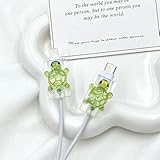 2 Pcs Cute Cable Protectors Compatible for Apple Cables, Charger End Cord Protector with 3D Sparkling Turtle Design, Data Cable Protection Compatible with iPhone iPad USB Type-C/L-Green