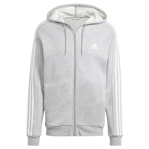 adidas Mens Essentials Fleece 3-Stripes Hoodie Athletic Outerwear Casual - Red