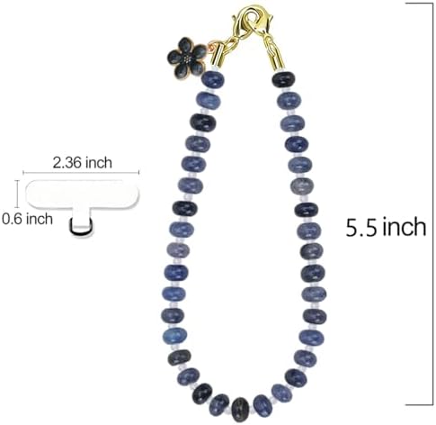 VicHunHo Beaded Phone Charm Wrist Strap, Handmade Cellphone Chain Lanyard for Phone Case with Tether Tab, Cute Beads Wristlet Bracelet Holder for Women Girls, Anti-Drop Cellphone Accessory (Blue Kyanite, Generic) - 5