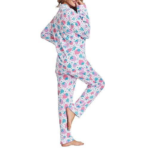 Image of Tugege Pajamas Set Long Sleeve Sleepwear Womens Button Down Nightwear Pj Sets