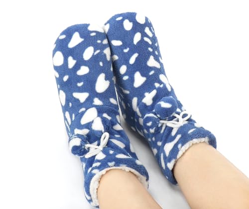 Image of Keyela Womens Non-Slip Sole Slipper Socks, Fluffy Winter House Booties | Ultra soft fuzzy warm indoor house slippers Non-skid bottom for safe walking Cozy winter footwear for ladies
