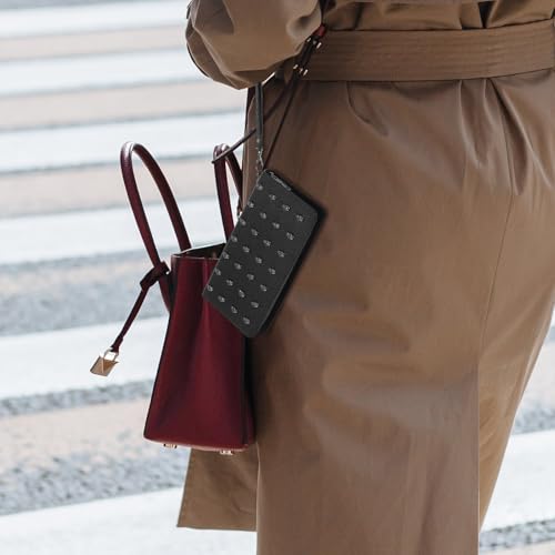 TENDYCOCO 3pcs Phone Handbag Gothic Pu Holder Vintage Wallet Wristlet Skull Lether for Zippered Black Punk Clutch Long Wallet2