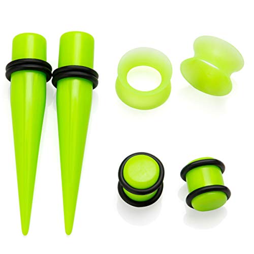 Jdxn Acrylic Ear Stretching Kit Tapers Plugs Silicone Tunnels Gauges Expander 14G-00G Jewelry 50 Pieces Set (Light Green) #TOP1