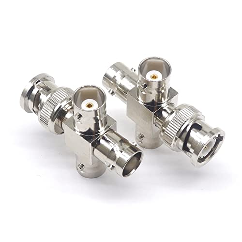 Adaptador BNC de 4 vías con un conector macho y tres hembras para cable coaxial 8
