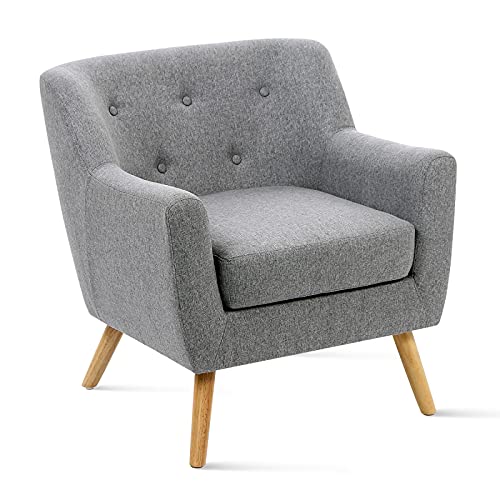 IDMarket - Fauteuil scandinave LIV en Tissu Gris chiné