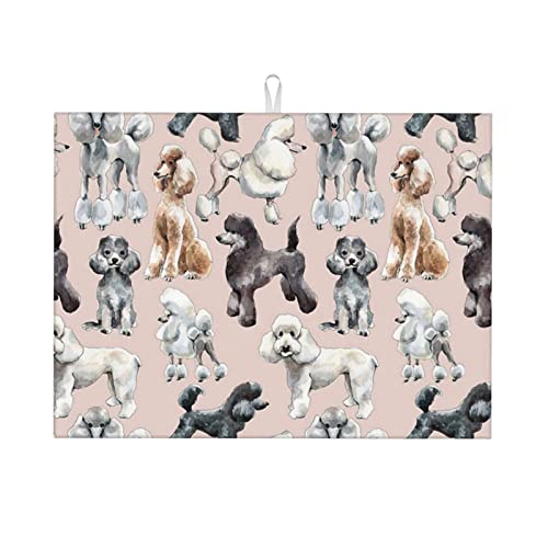 Oodles of Caniches Tapis de séchage en microfibre pliable ultra absorbant pour comptoir de cuisine 45,7 x 61 cm