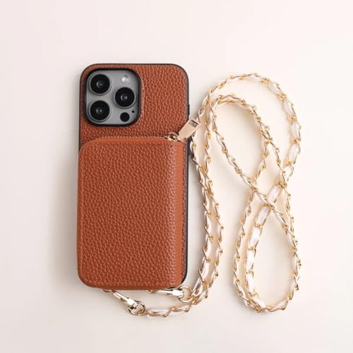 Étui en cuir PU iPhone 13 Pro Max marron : élégance avec dragonne et porte-cartes
