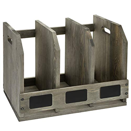 Mygift OFC1258GRY Vintage Gray Solid Wood Magazine Holder thumb #4