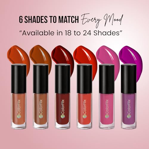 Image of ColorFlix Glam Mini Lip Kit - Set of 6 UltraStay Long Lasting Lipsticks, Matte & Creamy Texture, Smudge-Proof, Travel-Friendly Lip Shades, Perfect for Party Look & Gifting (2ml Each)