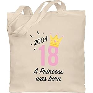 Shirtracer – Jutebeutel Stoffbeutel Stofftasche Baumwolltasche – 18. Geburtstag – Achtzehn Mädchen Princess 2005 schwarz
